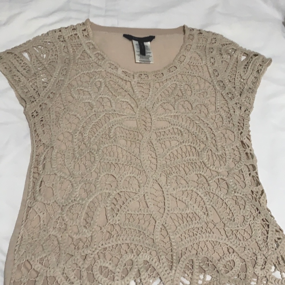 knitted lace short sleeve blouse